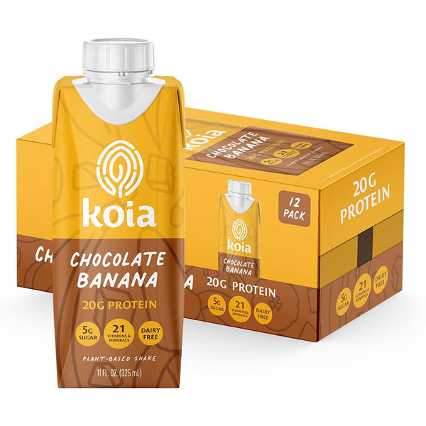 Koia Plant Based Protein Shake, Chocolate Banana, 20g Protein, 5g Sugar, 6g