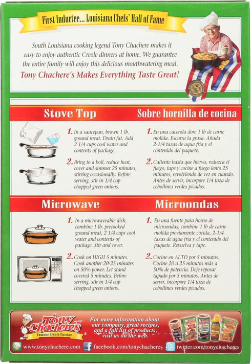 8 Tony Chachere Rice Dinner Mix, Jambalaya, Ounce