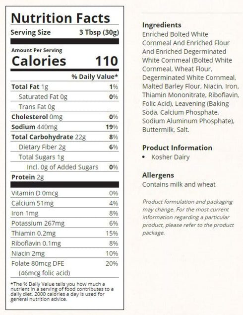 White Lily 5 lb Self-Rising Buttermilk White Cornmeal Mix Enriched, Bag