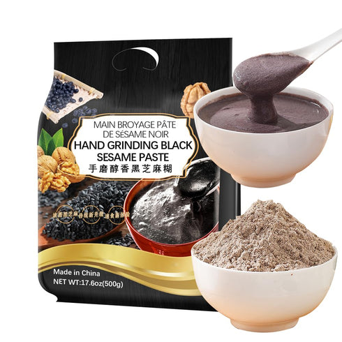 SIJIYUNLI -Hand Grinding Black Sesame Paste 500g/17.63oz Breakfast, black sesame sauce, sesame powder