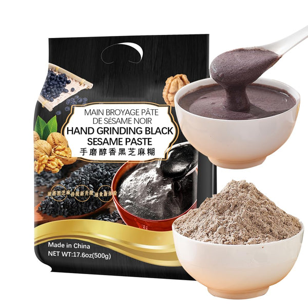SIJIYUNLI -Hand Grinding Black Sesame Paste 500g/17.63oz Breakfast, black sesame sauce, sesame powder