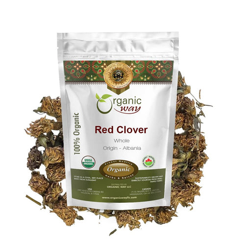 Organic Way Red Clover Blossoms Dried Whole - Herbal Tea | European