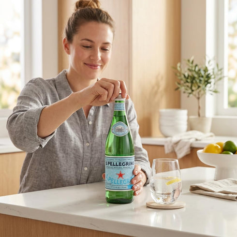 750 mL (25.30 oz) 6 Pack San Pellegrino Sparkling Natural Mineral Water fl Glass Bottles Premium Italian Carbonated