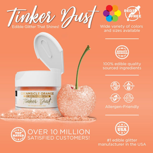 Bakell - Creamsicle Orange Tinker Dust (5g, 1x Jar) - Edible Glitter for Food, Desserts, and Beverages!