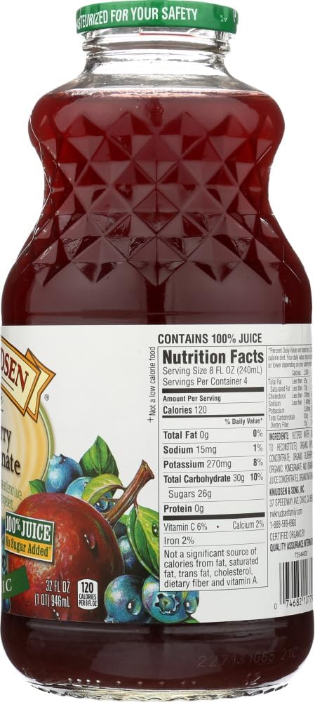 6-32 Oz R.w. Knudsen Organic Juice - Blueberry Pomegranate - Case Of Fl