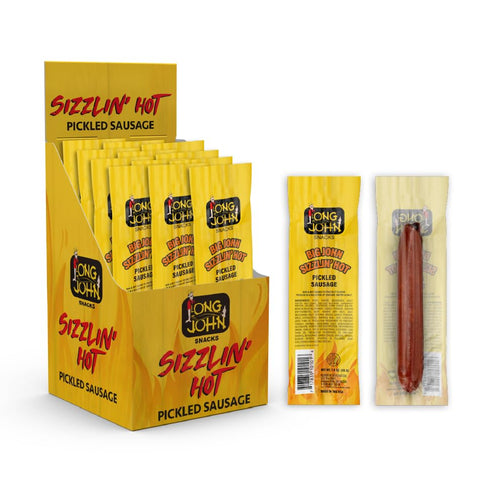 Long John Snacks Sizzlin' Hot Pickled Sausage - Smoked Gourmet Meat Stick