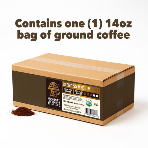 14 oz Harmonic Grounds Medium Roast Mushroom Coffee | Organic Ground Coffee with Functional Mushrooms | Lions Mane