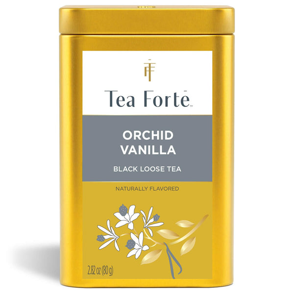 Tea Forte Orchid Vanilla Premium Loose Leaf Caffeinated Black Tea Blend Canister,