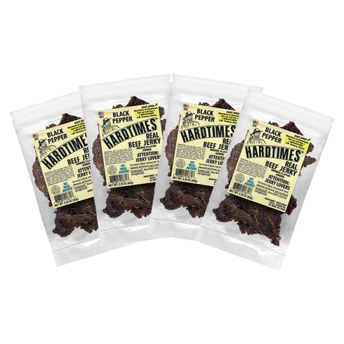 Hardtimes Handcrafted Beef Jerky - Black Pepper Flavor - 4 Pack of