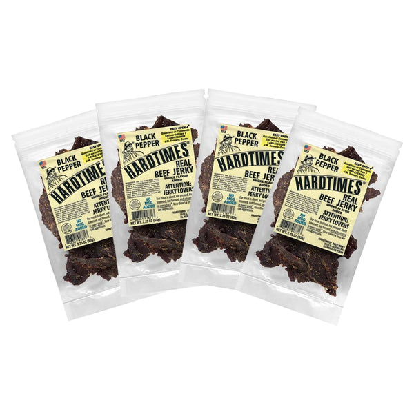 Hardtimes Handcrafted Beef Jerky - Black Pepper Flavor - 4 Pack of