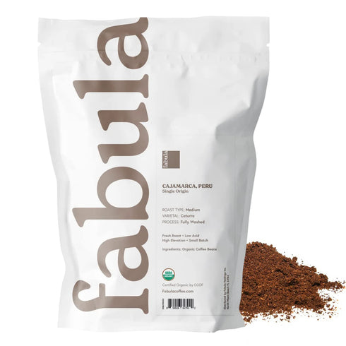 12 oz Fabula Low Acid Coffee, USDA Organic Ground Coffee Medium Roast - Non GMO - No Molds - Mycotoxins Pesticides Free