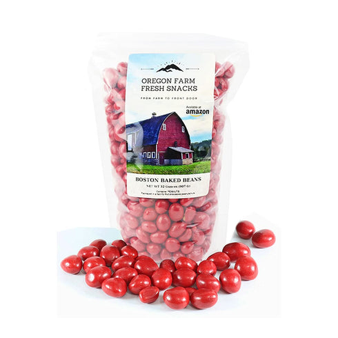 (32oz) Oregon Farm Fresh Snacks Boston Baked Beans Candy - Old Fashioned Candy Coated Peanuts - Perfect Bulk Snack