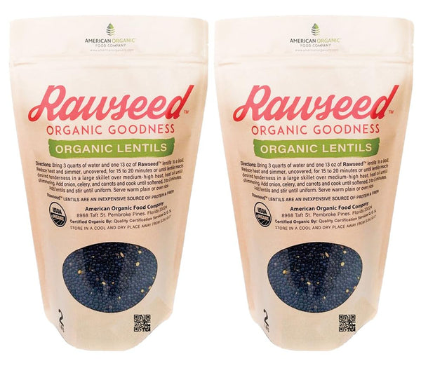 Rawseed Organic Certified Black Lentils 2 lbs 2 Pack (4 lbs total)