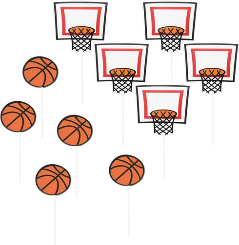 JANOU Basketball Sports Cupcake Toppers, Cake Picks Decoration for Birthday, Baby Shower, Wedding Party, Pack of 20