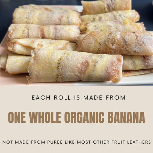 Pack (16 OZ Organic Sun Dried Banana Snacks - Natural Fruit Leather No Sugar Added - No Preservatives - Unsulfured