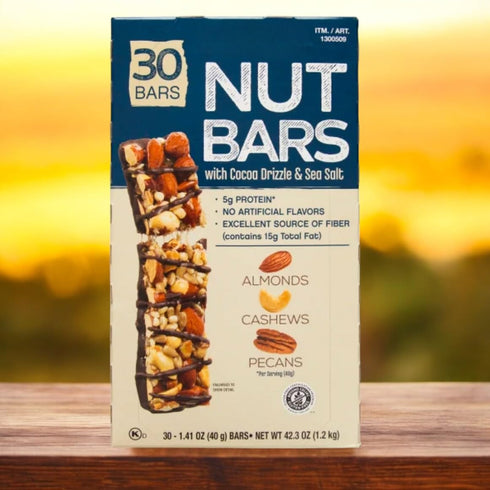 generic Nut Bars with Cocoa Drizzle & Sea Salt - Almonds, Cashews, Pecans,