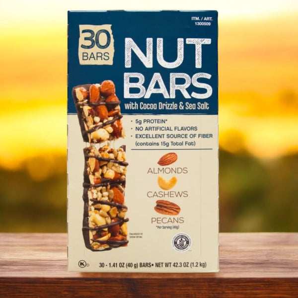 generic Nut Bars with Cocoa Drizzle & Sea Salt - Almonds, Cashews, Pecans,