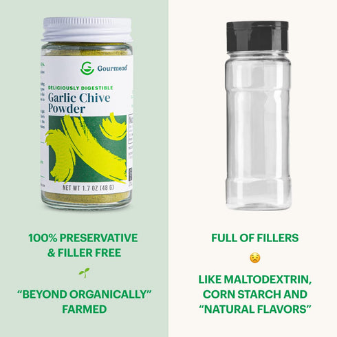 100% Gourmend Foods Organic Garlic Chive Powder Certified Low FODMAP, Filler Free, Gluten Free, Natural, No Corn