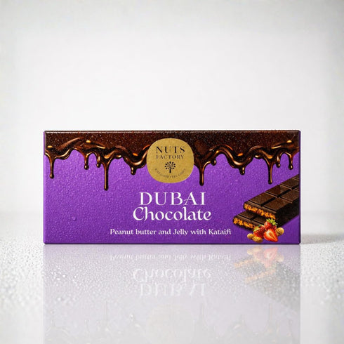 Nuts Factory PB&J Dubai Style Dark Chocolate Bars, Peanut Butter & Strawberry Jelly Filling