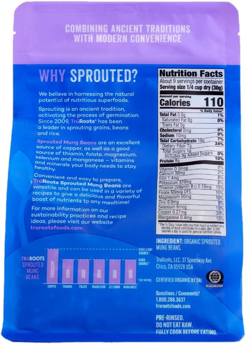 10oz (Pack 1) TruRoots Organic Sprouted Mung Beans