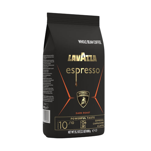 2.2 lb (Package Lavazza Espresso Whole Bean for Automobili Lamborghini, Dark Roast, Arabica and Robusta Blend, Bag May
