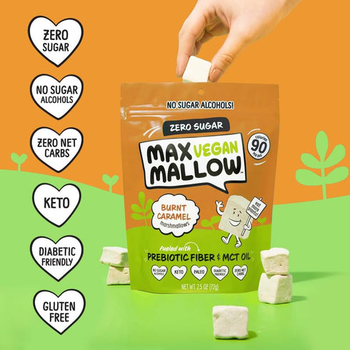 6 Pack Max Mallow Vegan Sugar Free Marshmallows - Keto Friendly, Perfect for S'mores, Hot Chocolate, and Baking Zero