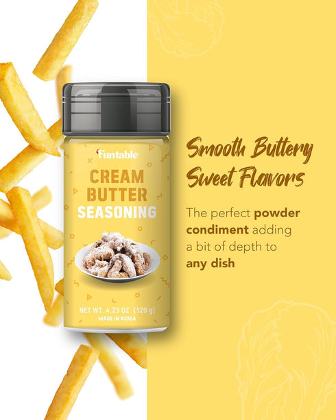 Funtable Cream Butter Seasoning (4.2oz) - Sweet & Creamy Butter Flavor Powder, Easy to Use Perfect Seasoning for Chicken, Nuggets, Popcorn, Nachos & More.