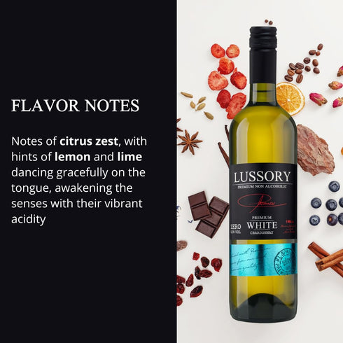 0.0% (750ml, 2 Lussory Premium Chardonnay Alcohol Removed Dealcoholized Non Alcoholic White Wine From Spain, Low