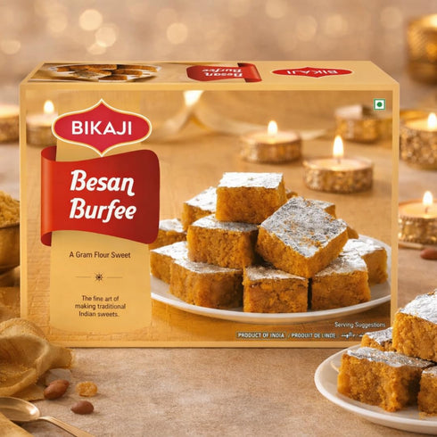 12 oz (340g), Bikaji Besan Burfi | Halwa Traditional Gram Flour Sweets, Authentic Indian Mithai, Soft & Rich Barfi