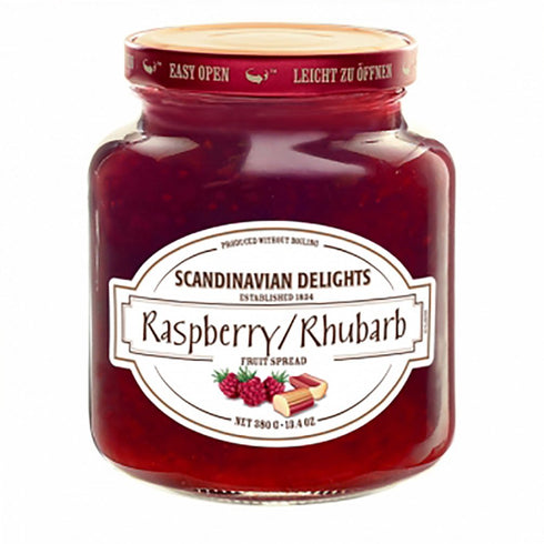 Scandinavian Delights Raspberry/Rhubarb Spread Preserves, 13.4 Ounce