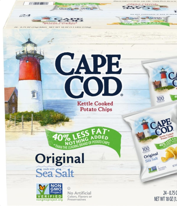 Cape Cod Kettle Cooked Potato Chips, Original, 0.75 oz, 24 ct