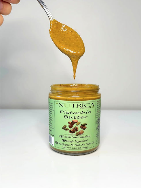 100% 9.25oz (262gr) Pure Pistachio Butter, Single Ingredient, No Salt, No Sugar, No Palm Oil, No Additives, Vegan