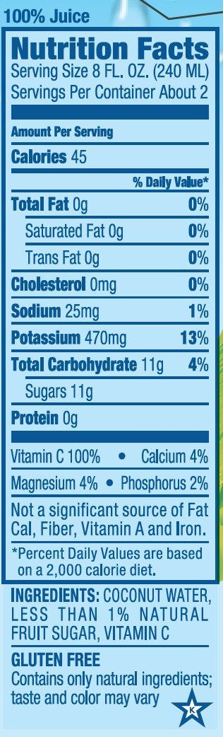 16.9 8 Count Vita Coco Coconut Water, Pure, Ounce