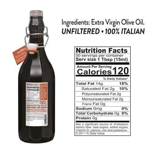 25.5 Oz Mantova Fior Fiore Unfiltered Extra Virgin Olive Oil - Authentic Italian EVOO