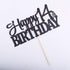 PALASASA Black Glitter Happy 14th Birthday Cake Topper | 14 Anniversary Party Decoration