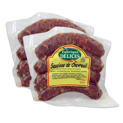Fabrique Delices Venison Sausages with Cranberries - 4 Links (Pack of 2)