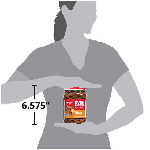 Fisher Oven Roasted Never Fried Mammoth Pecans (17 Ounces) - Heart Healthy Snacks, Gluten Free