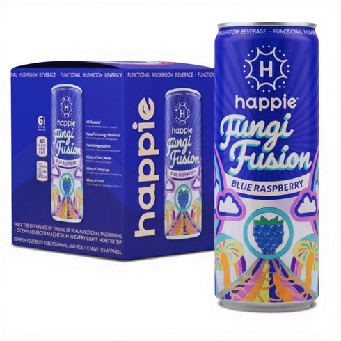 Happie Fungi Fusion Blue Raspberry Sparkling Mushroom Drink with Lion's Mane (900mg),