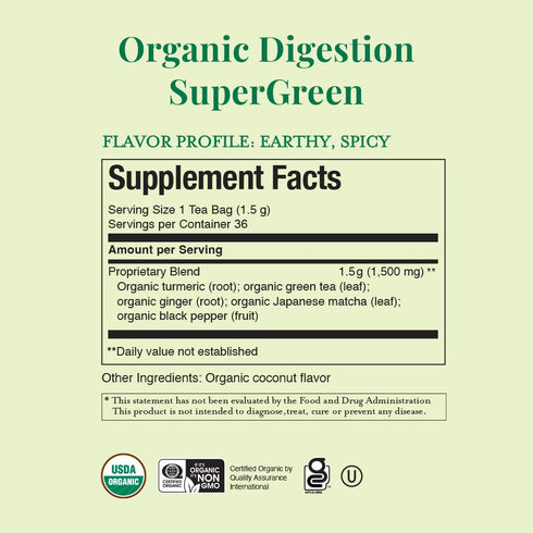 36 The Republic of Tea - Organic Digestion SuperGreen Tea Tin, Tea Bags, Naturally Caffeinated Japanese Matcha