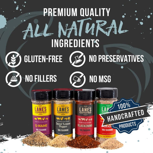 Set, 4 Set Lane's Under Da Sea Gift All-Natural Rubs Gift of Blackened Seasoning, Honey Sriracha Seasoning, Sweet Heat