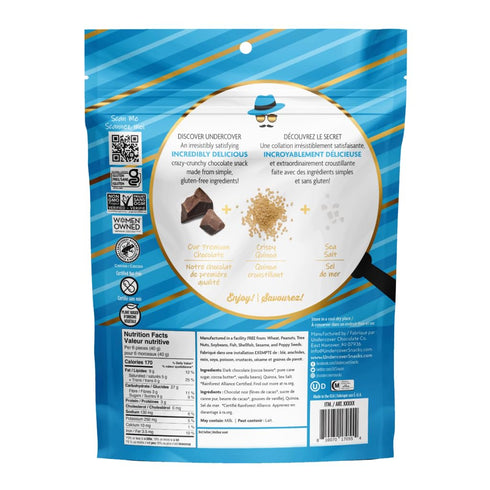 434 Undercover Chocolate Quinoa Crisps, Crispy Quinoa, Dark Chocolate & Sea Salt - Grams