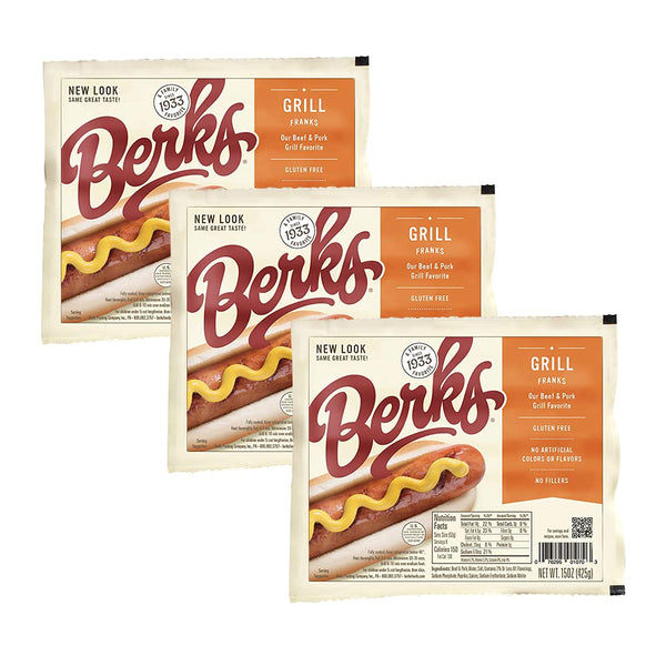 Berks Beef and Pork Grill Hot Dogs, 8 per Pack (Pack of