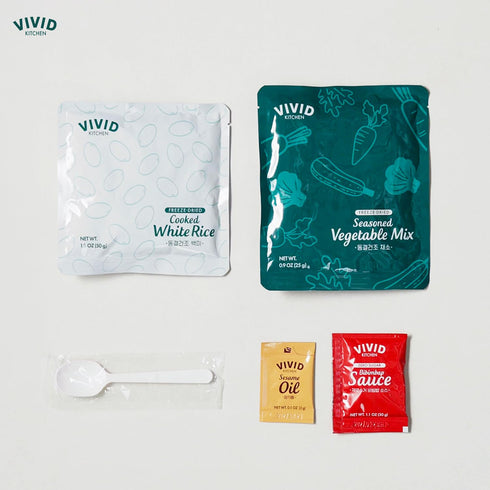 3-Minute 8 (3.8oz 108g) (1EA) VIVID KITCHEN Freeze-Dried Bibimbap with Zero Sugar Sauce Plant-Based Korean Meal