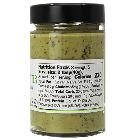 6.7 oz (190g), 28% GUSTO ETNA Pistachio Butter/Spreadable Cream with Chocolate Chips, Rich & Nutty Spread for Knafeh