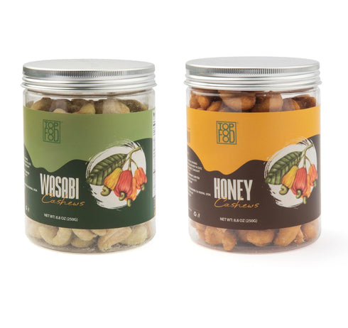 Wasabi Cashews and Honey Cashews Bundle - TopFood Premium Roasted Cashews Whole,