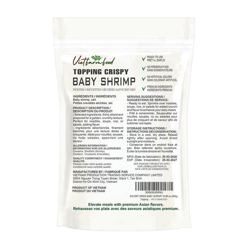 10.58 Oz (300g) SAVORY DRIED BABY SHRIMP VIETFARMFOOD: Flavorful, High-Protein Topping Ready to Use, Perfect for Rice