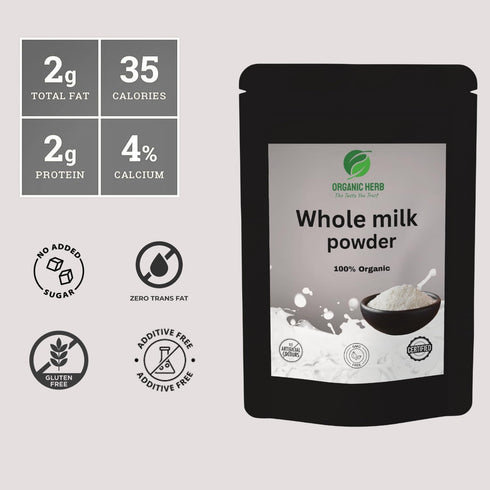Generic 8oz (227Grams) Organic Herb Whole Milk Powder rBST Harmone Free, NON-GMO, Gluten & Nut Free, Premium Grade