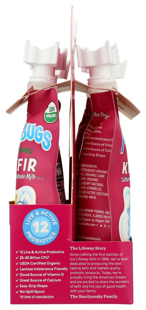 Lifeway Kefir 3.5 4 count pack 6 packs Lifeway Organic Goo Berry Probugs Whole Milk Kefir, Fluid Ounce - per -- per