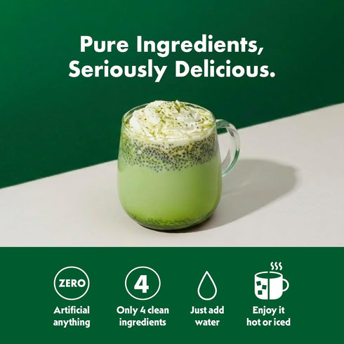 8 Got Chia! Mellow Matcha Dream Superfood Latte Mix, Sachets Matcha Chia Seeds Drink, Clean Label Instant Latte, Just