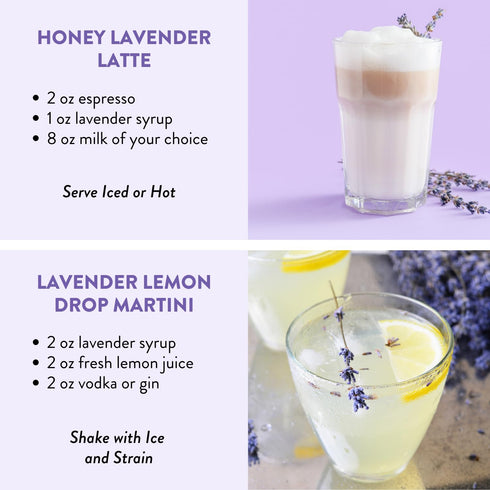 13.5 oz (2 Pack) Spring Syrup Bundle - Lavender Simple Syrup and Vanilla Simple Syrup for Coffee, Cocktails, Matcha